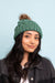 Cable Knit Beanie with Faux Fur Pom-Accessories > Hats-Pink Dot Styles