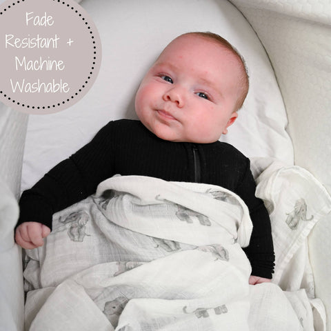 LollyBanks-Baby Elephant Muslin Swaddle Blanket-Pink Dot Styles