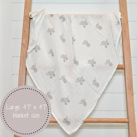 LollyBanks-Baby Elephant Muslin Swaddle Blanket-Pink Dot Styles
