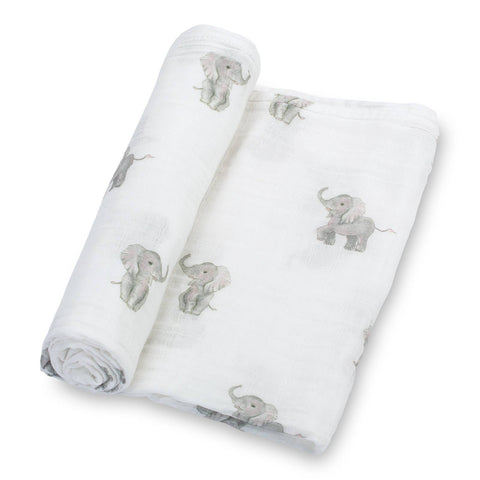 LollyBanks-Baby Elephant Muslin Swaddle Blanket-Pink Dot Styles