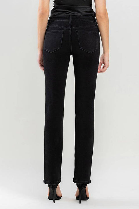 Clearly Mid Rise Bootcut Jeans: Black-Apparel > Womens > Bottoms > Pants-Pink Dot Styles