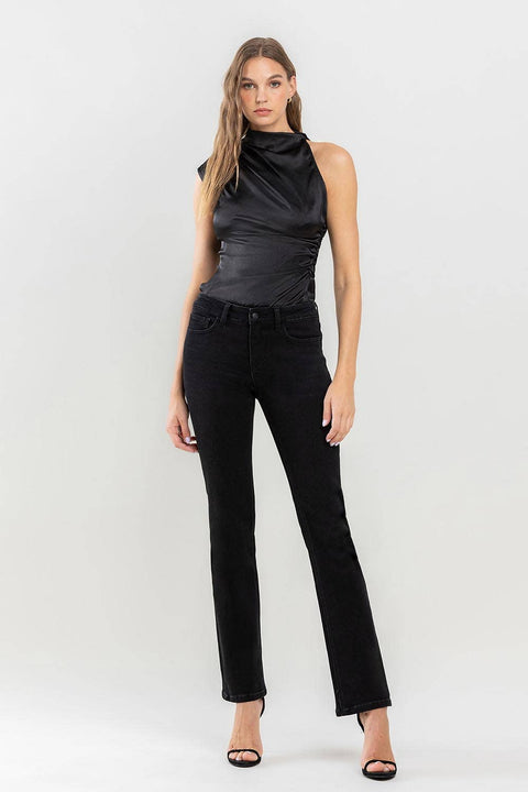 Clearly Mid Rise Bootcut Jeans: Black-Apparel > Womens > Bottoms > Pants-Pink Dot Styles