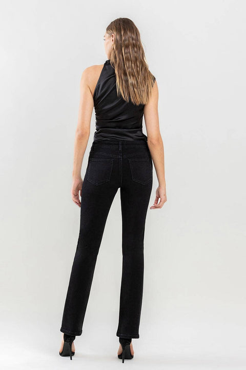 Clearly Mid Rise Bootcut Jeans: Black-Apparel > Womens > Bottoms > Pants-Pink Dot Styles