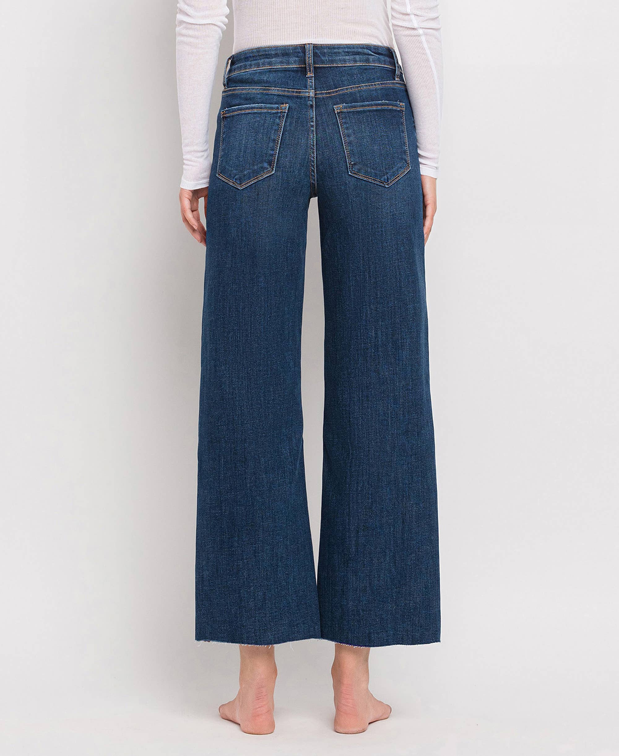 【MODERNIF】Neve Wide Denim Pants Medium Wash Super Wide Leg Lightweight Denim Pants | Lime
