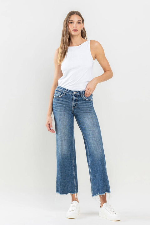 Vervet Mid-Rise Crop Wide Leg Jeans-Apparel > Womens > Bottoms > Pants-Pink Dot Styles