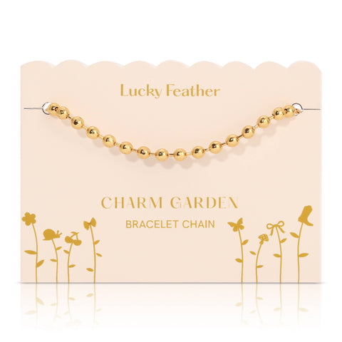 Lucky Feather-Charm Garden - Bracelet Chain - Gold-Pink Dot Styles