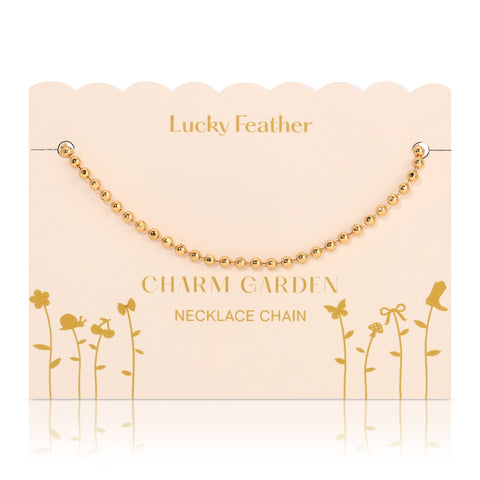 Lucky Feather-Charm Garden - Necklace Chain - Gold-Pink Dot Styles
