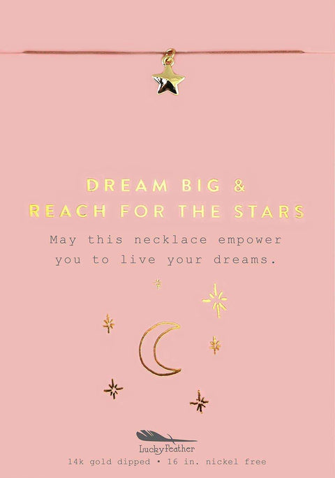 Lucky Feather-New Moon Gold Necklace - DREAM BIG/STAR-Pink Dot Styles