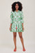 ModaPosa-Penelope Dropwaist Ruffle Sleeve Dress in Green Majolica-Pink Dot Styles