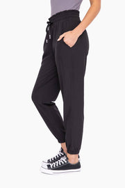 Mono B-Cuffed Essential High Waist Joggers: Black-Pink Dot Styles