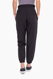 Mono B-Cuffed Essential High Waist Joggers: Black-Pink Dot Styles