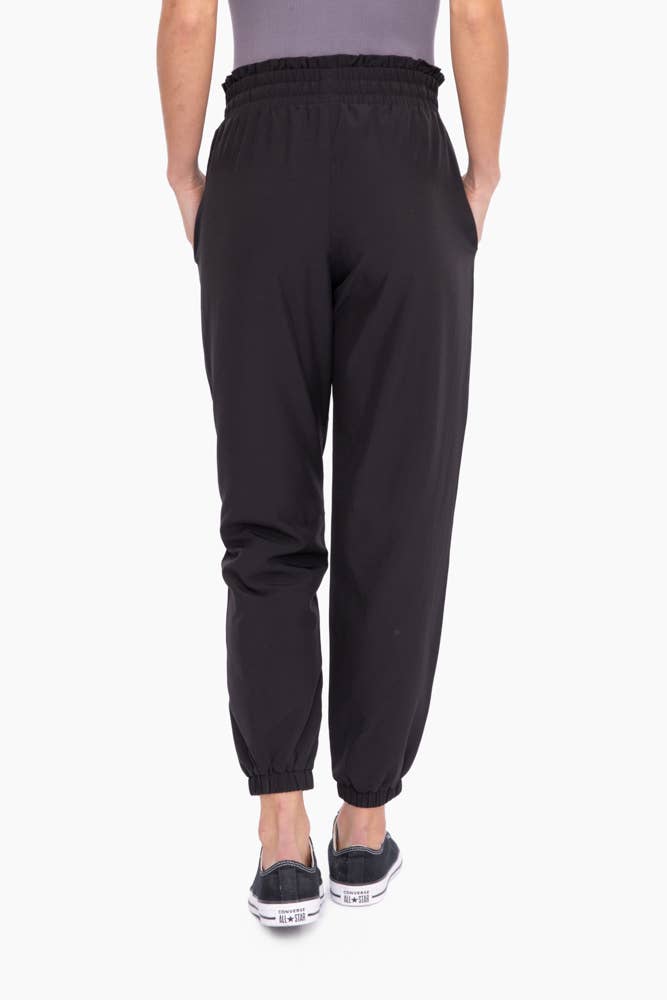 Mono B-Cuffed Essential High Waist Joggers: Black-Pink Dot Styles