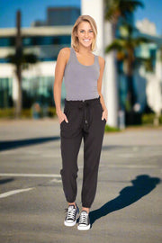 Mono B-Cuffed Essential High Waist Joggers: Black-Pink Dot Styles