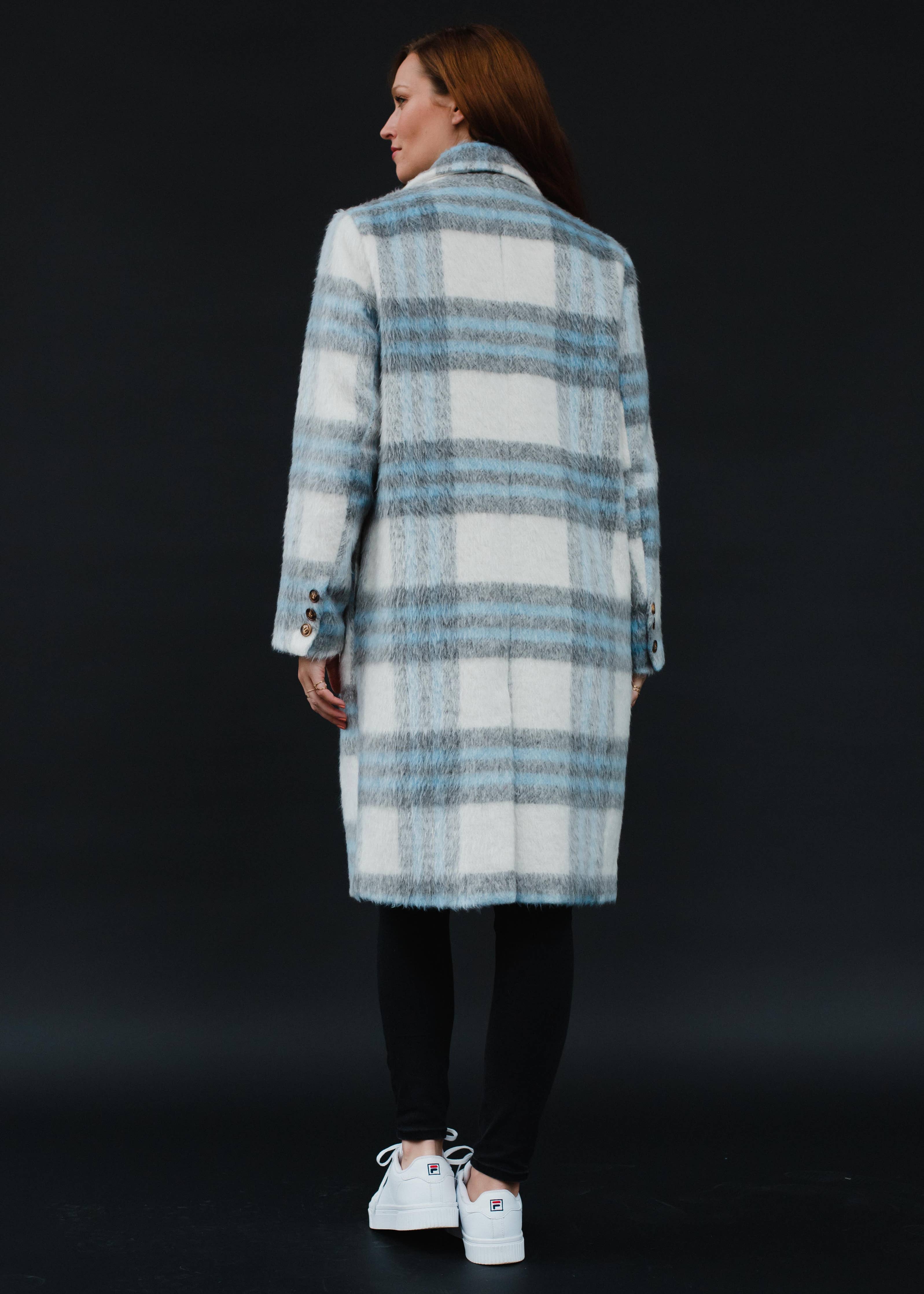 Gray, White & Blue Plaid Coat (Final Sale)– Pink Dot Styles