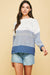 Blue Stripe Color Block Sweater-Apparel > Womens > Tops > Sweaters-Pink Dot Styles