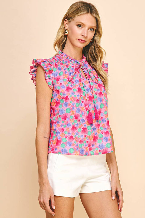 Colorful Pink Sleeveless Top-Apparel > Womens > Tops > Shirts-Pink Dot Styles