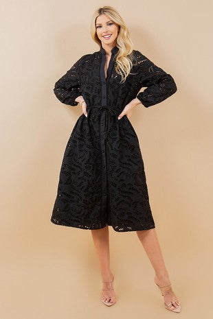 Black Embroidered Eyelet Dress-Apparel > Womens > Dresses & Jumpsuits-Pink Dot Styles
