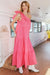 Pink Dot Styles-Hot Pink One Shoulder Maxi Dress-Pink Dot Styles