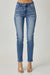 Risen Mid Rise Relaxed Skinny - Medium Wash-Apparel > Womens > Bottoms > Pants-Pink Dot Styles