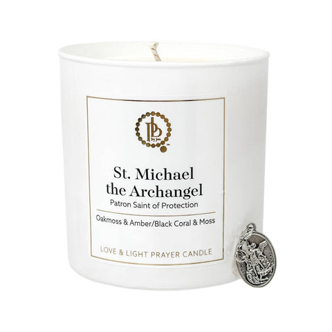 PowerBeads by jen-Love & Light Prayer Candle- St. Michael-Pink Dot Styles