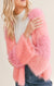 Layla Fuzzy Colorblock Cardigan-Apparel > Womens > Tops > Sweaters-Pink Dot Styles