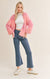 Layla Fuzzy Colorblock Cardigan-Apparel > Womens > Tops > Sweaters-Pink Dot Styles