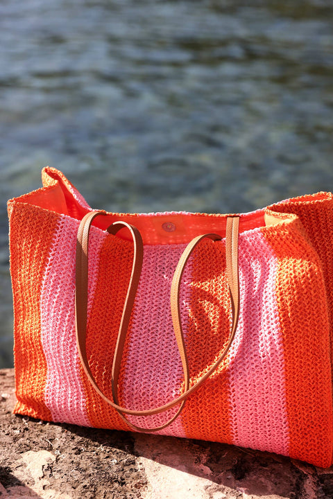 Filomena Straw Tote - Candy-Accessories > Handbags > Totes-Pink Dot Styles