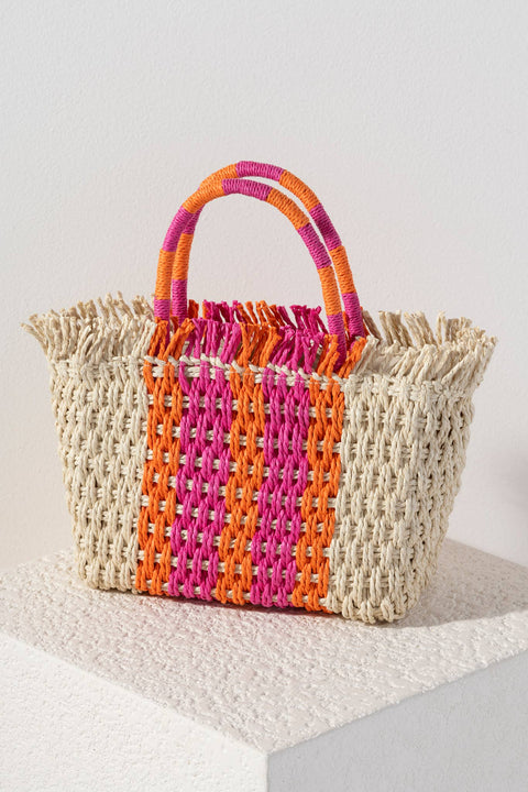 Sicily Mini Straw Tote-Accessories > Handbags > Totes-Pink Dot Styles