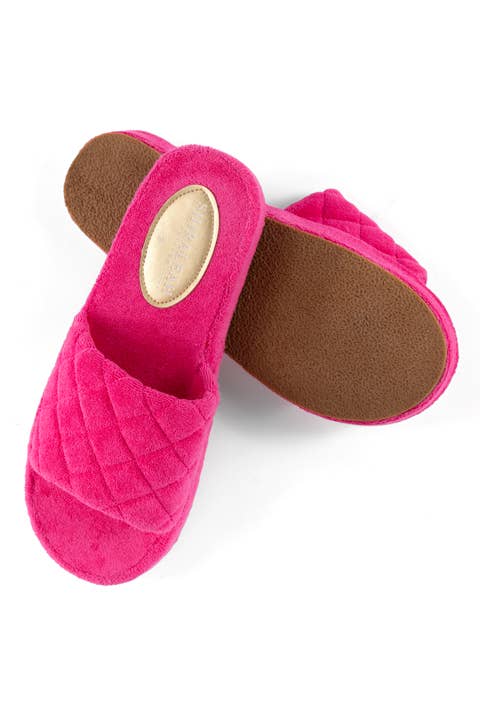 Terry Cloth Slides - Fuchsia-Shoes > Womens > Flip Flops-Pink Dot Styles