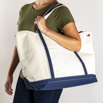 Lands' End Small Natural Open Top Long Handle Canvas Tote Bag 