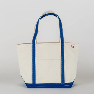 ShoreBags | Deluxe Market Box Canvas Tote - Blue Trim - Boat