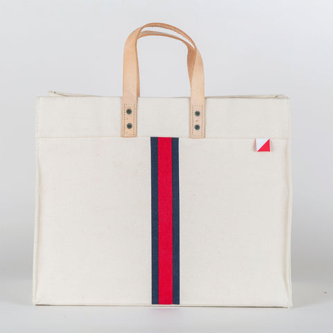 ShoreBags-Red Striped Box Tote-Pink Dot Styles