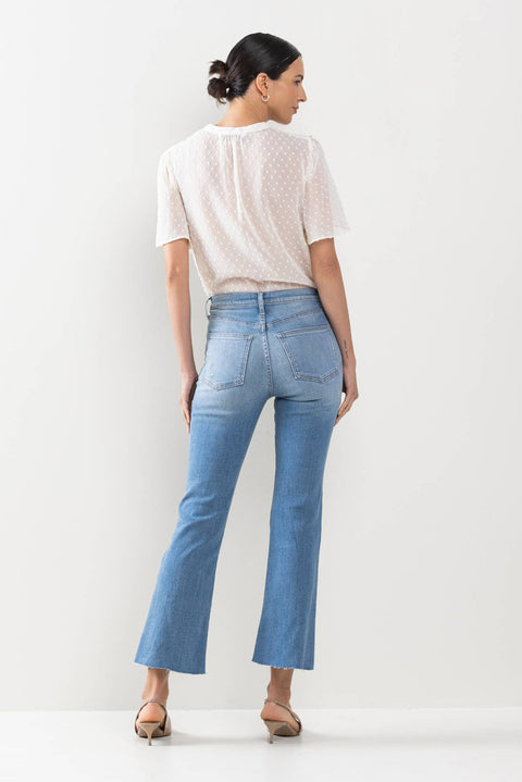 SneakPeek-Kick Flare High Rise Jeans-Pink Dot Styles