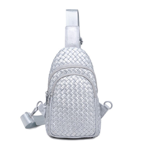 Beyond The Horizon - Woven Neoprene Sling Backpack: Silver-Accessories > Handbags > Sling Bags-Pink Dot Styles