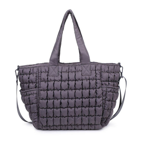 Sol and Selene-Dreamer - Quilted Nylon Tote: Carbon-Pink Dot Styles