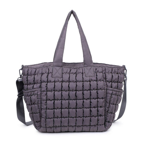 Sol and Selene-Dreamer - Quilted Nylon Tote: Carbon-Pink Dot Styles