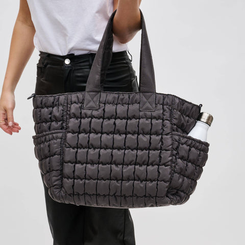 Dreamer - Quilted Nylon Tote: Carbon-Accessories > Handbags > Totes-Pink Dot Styles