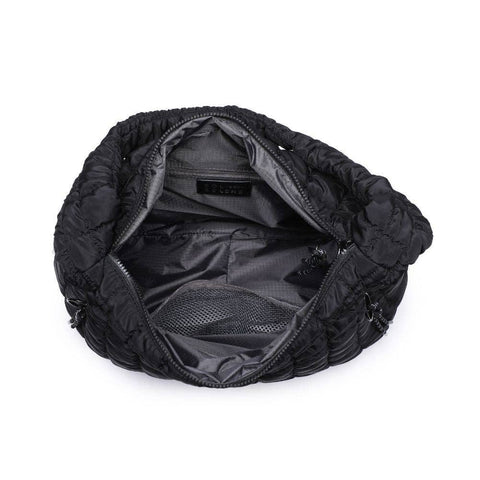 Revive - Quilted Nylon Hobo: Black-Accessories > Handbags > Totes-Pink Dot Styles