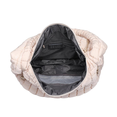 Revive - Quilted Nylon Hobo: Cream-Accessories > Handbags > Totes-Pink Dot Styles