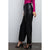 High Waist Wide Leg Faux Leather Pants: BLACK / L-Pink Dot Styles