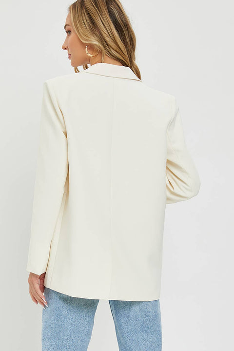 Oversized Cream Blazer-Apparel > Womens > Outerwear > Jackets-Pink Dot Styles
