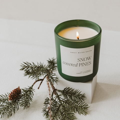 *NEW* Snow Covered Pines 15 oz Soy Candle, Matte Jar-Gifts > Candles-Pink Dot Styles