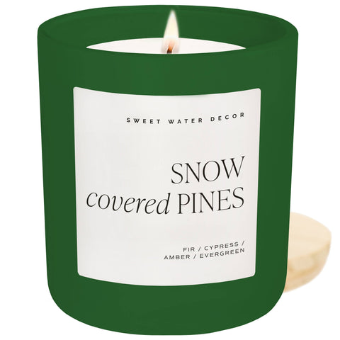 *NEW* Snow Covered Pines 15 oz Soy Candle, Matte Jar-Gifts > Candles-Pink Dot Styles