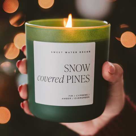 *NEW* Snow Covered Pines 15 oz Soy Candle, Matte Jar-Gifts > Candles-Pink Dot Styles
