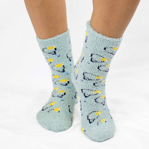 The Royal Standard-Women's Tennis Snuggle Socks   Sky/Navy/Yellow   One Size-Pink Dot Styles