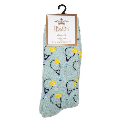 The Royal Standard-Women's Tennis Snuggle Socks   Sky/Navy/Yellow   One Size-Pink Dot Styles