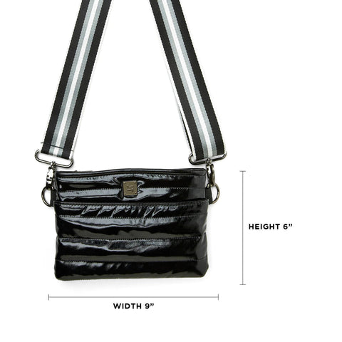 Bum Bag | Black Patent Crossbody / Belt Bag-Accessories > Handbags > Compact Crossbody-Pink Dot Styles