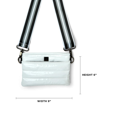 Bum Bag | White Patent Crossbody ('24) / Belt Bag-Accessories > Handbags > Compact Crossbody-Pink Dot Styles