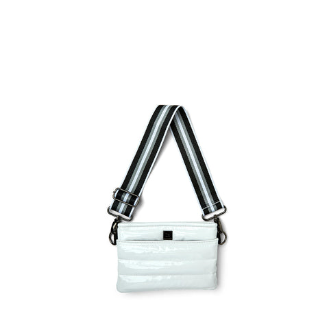 Bum Bag | White Patent Crossbody ('24) / Belt Bag-Accessories > Handbags > Compact Crossbody-Pink Dot Styles