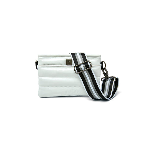 Bum Bag | White Patent Crossbody ('24) / Belt Bag-Accessories > Handbags > Compact Crossbody-Pink Dot Styles